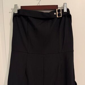 Lulus Classic Black Jumpsuit with Gold Buckle Detail - NWT